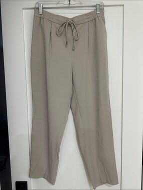 Zara Taupe Wide-Leg Drawstring Pants